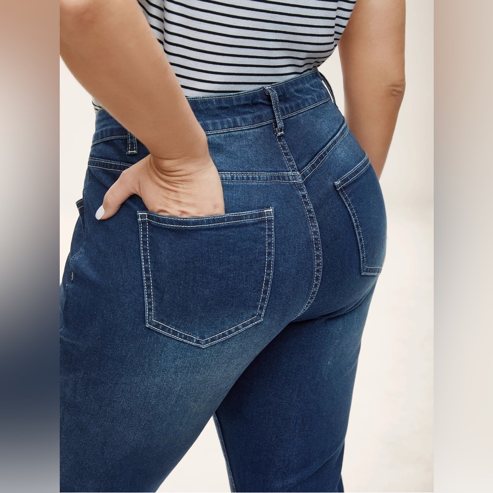 BloomChic Blue Flare Wide Leg Jeans - Picture 5 of 11